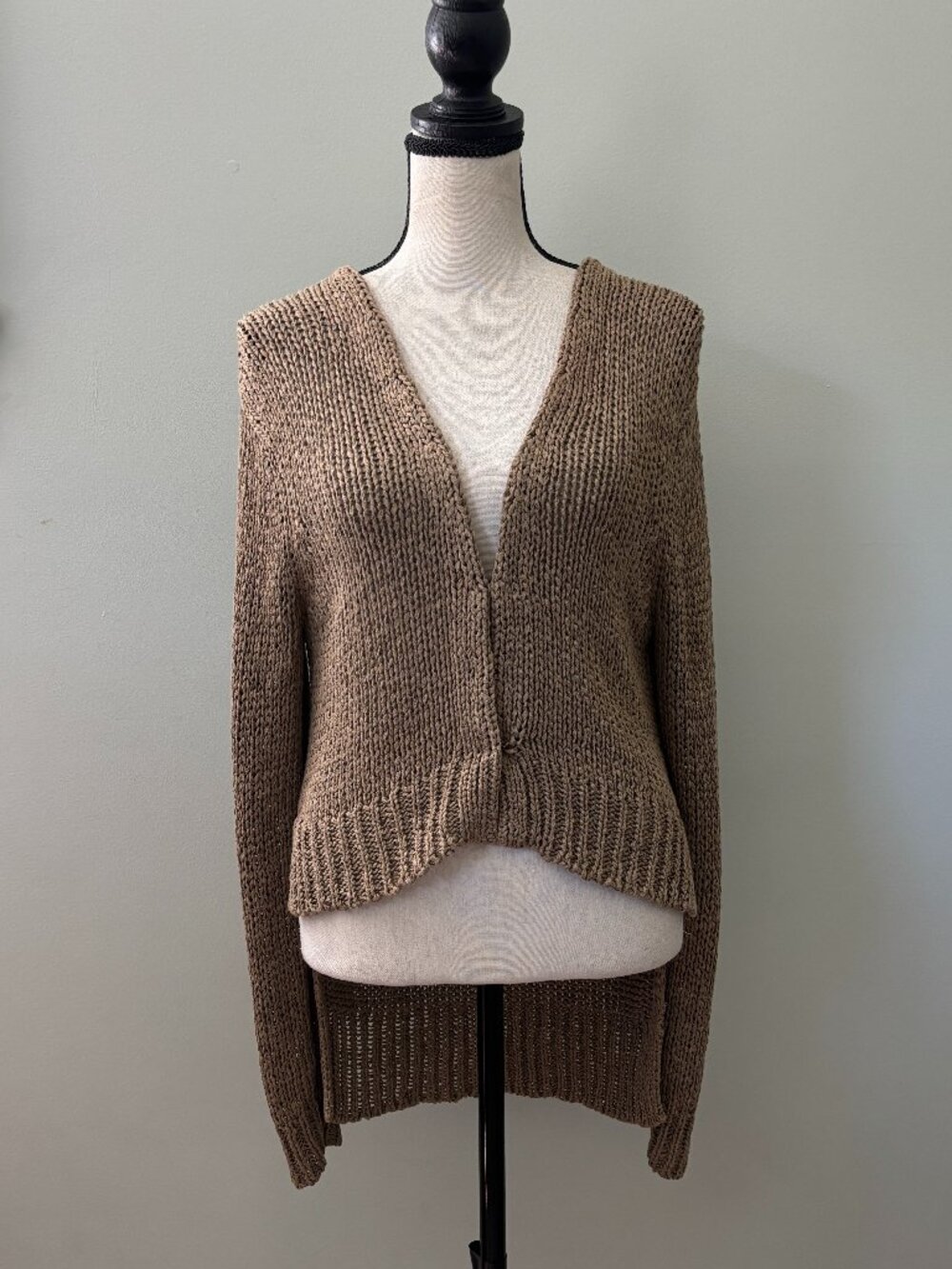 Witchery Taupe Open-Knit Wrap Cardigan — Size M Like New